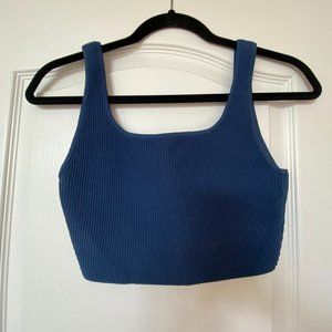 Aritzia Sculpt Knit Squareneck Cropped Tank in blue